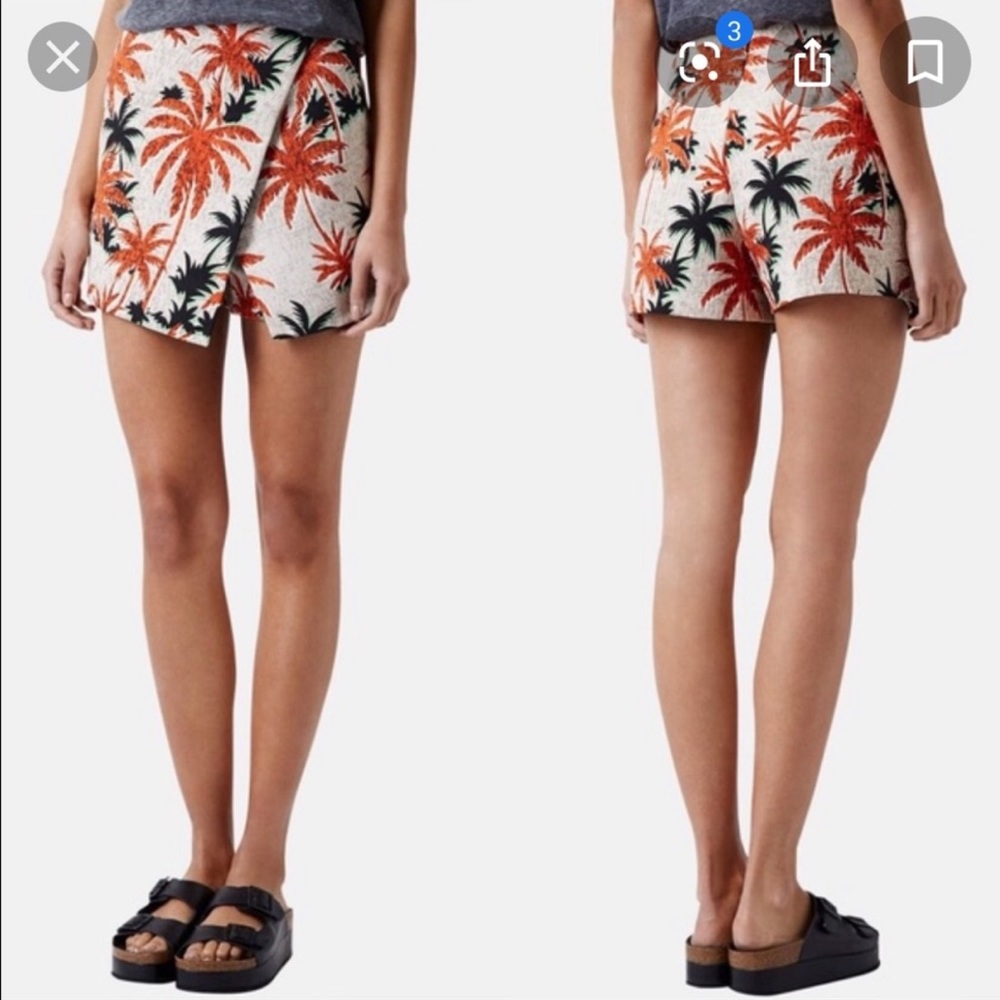 Topshop tropical print palm tree skort size US 4